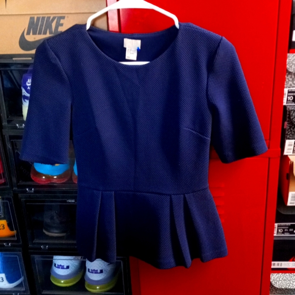 H&M Peplum top Navy blue size 4